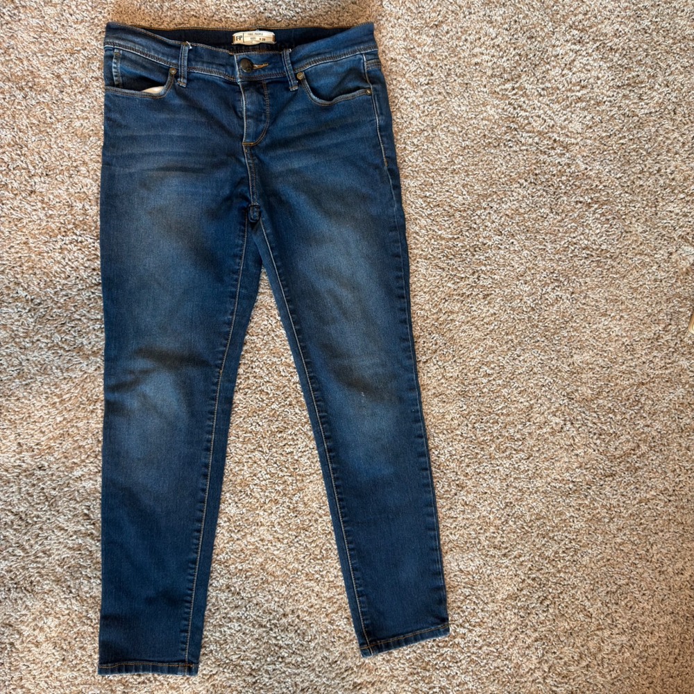 Free People Women Dark Wash Skinny Jeans Blue Denim Mid Rise Size 28 - Picture 6 of 12